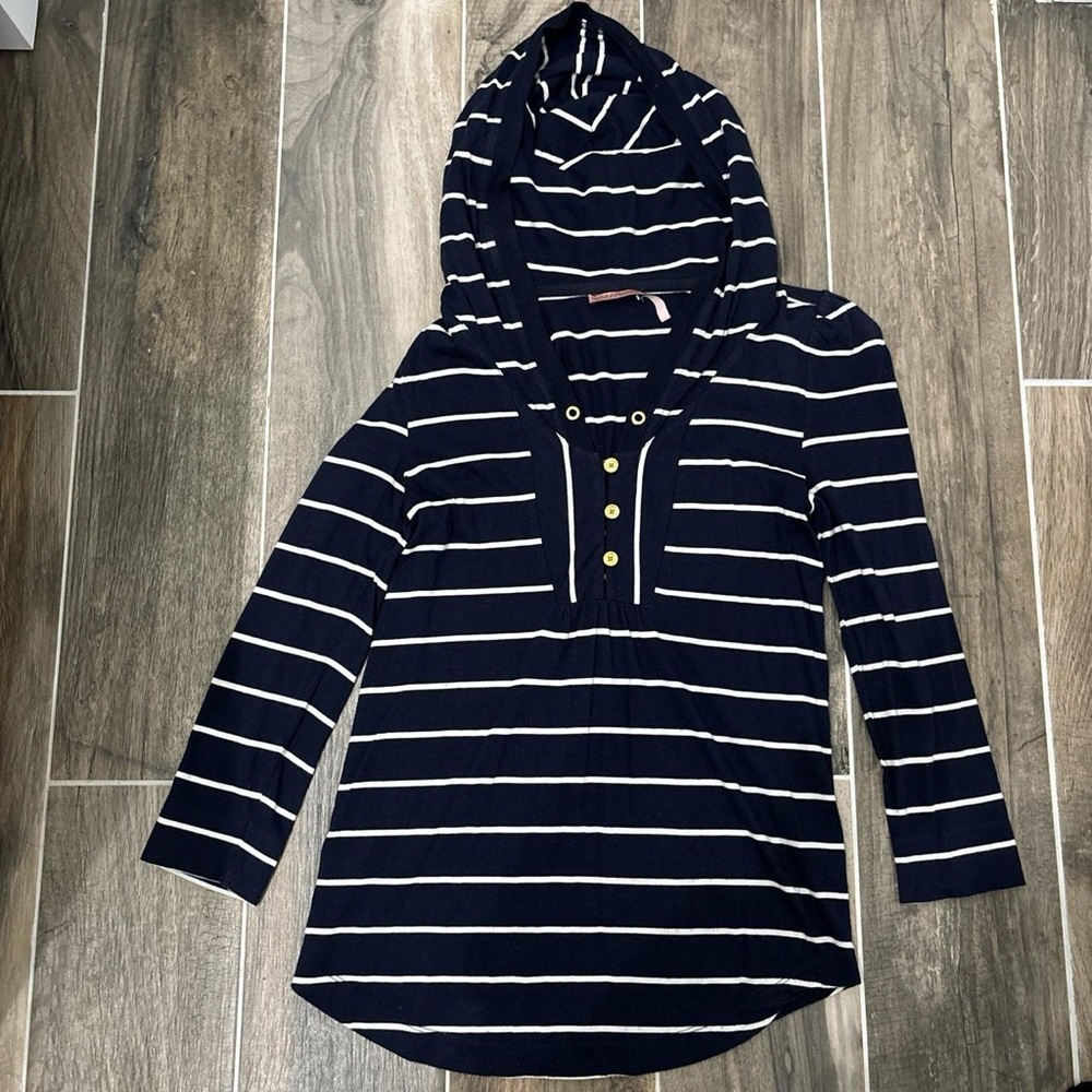 Juicy Couture navy blue striped shirt